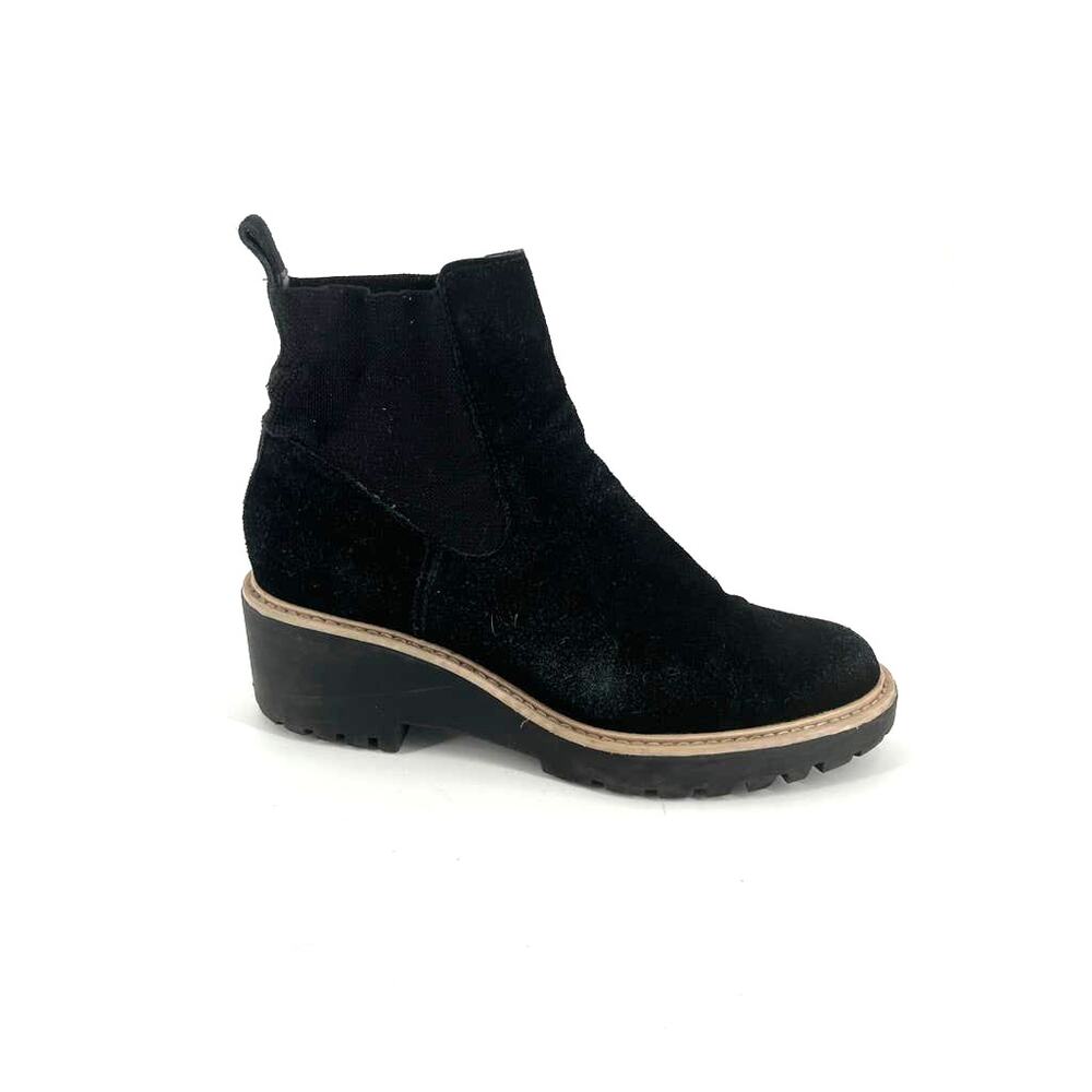 Dolce Vita Black Helen Suede Elastic Wedge Chelsea Boots